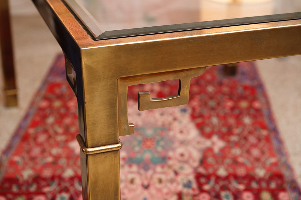 Hollywood Regency Mid Century Modern Mastercraft Table in Brass Greek